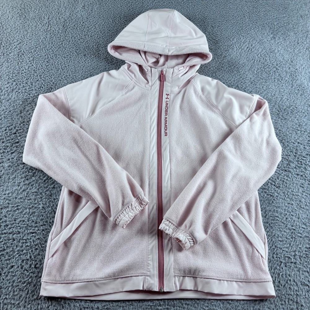 Under Armour Full Zip Hoodie‎ Womens M Light Pink Full Zip Celliant Running Gym
